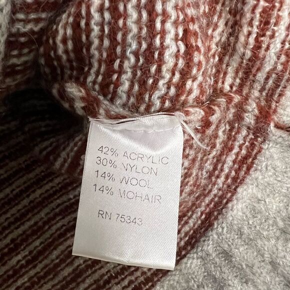 Cocogio Grey Burgundy Gradient Stripe Long Sleeve Wool Mohair Sweater Size Large - Picture 9 of 9